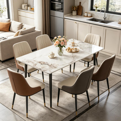 Funke Stone Top Metal Base Dining Table