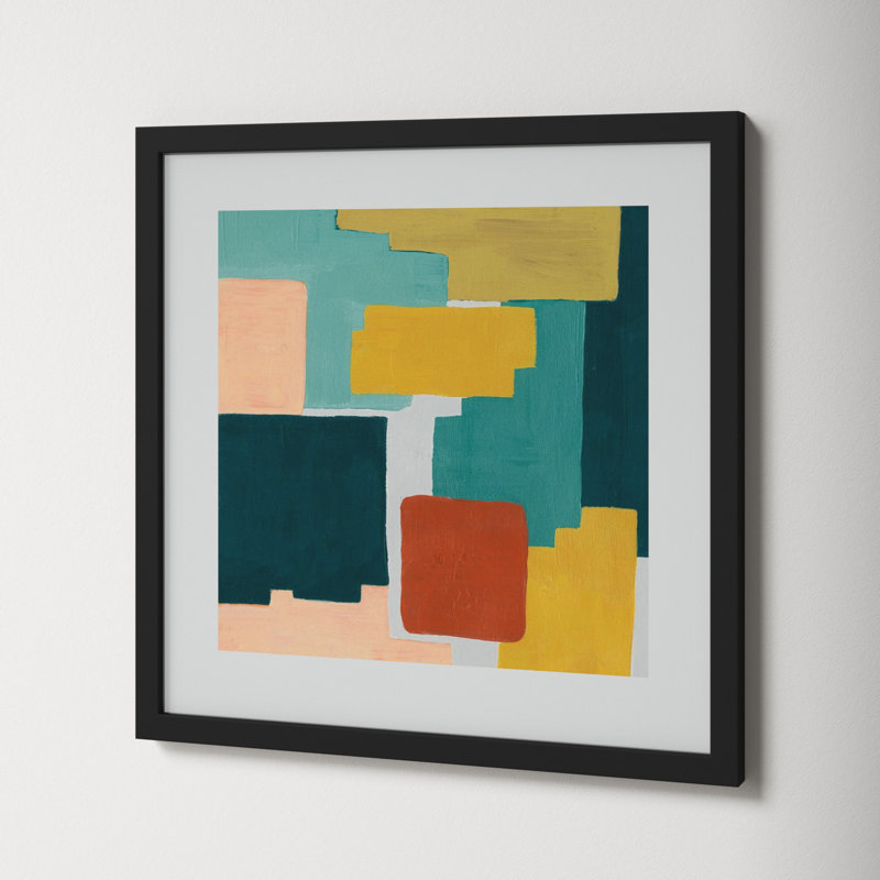 Block Abstract II by Grace Popp, 19.38" H x 19.38" W x 0.88" D, Noir Black Framed Paper