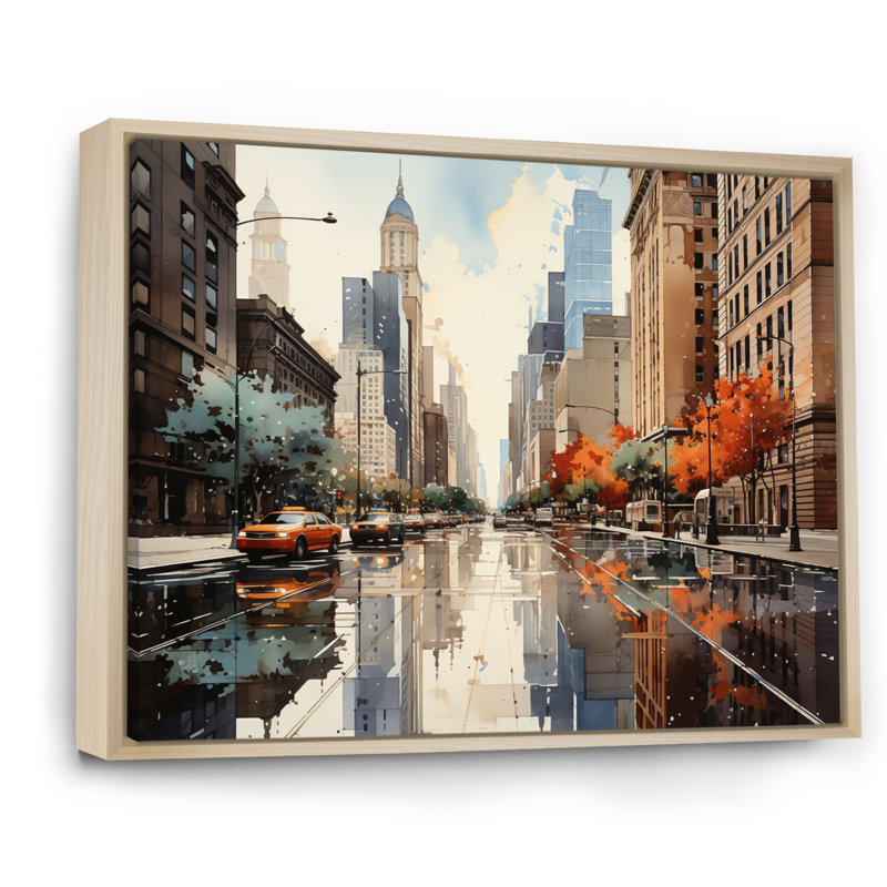 Skyscrapers Urban Heights III, H 16 po x l 32 po x P 1 po, Cadre naturel flottant