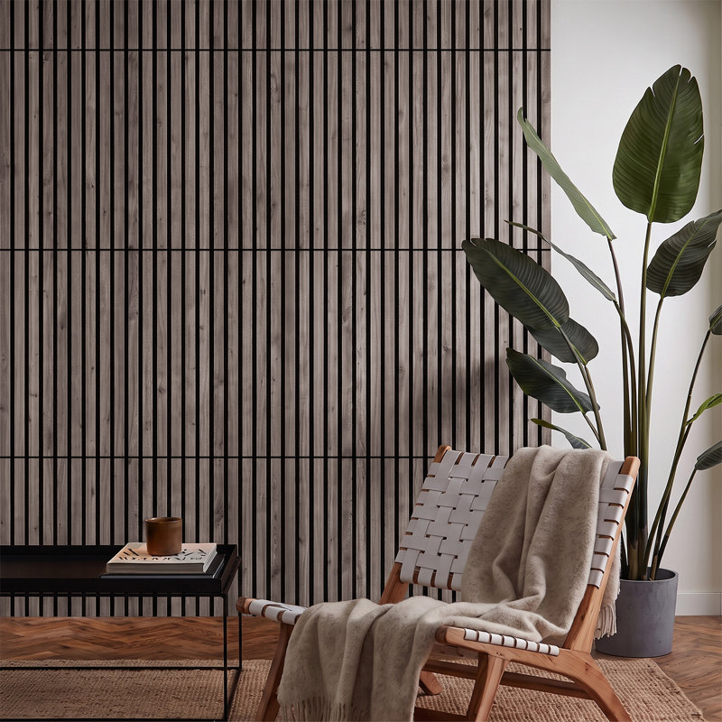 8-Pack Self-adhesive Acoustic Wood Slat Wall Panels for Interior Decor