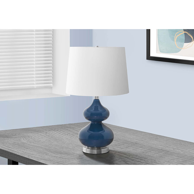 Lighting, 24 po, verre, ivoire / abat-jour crème, contemporain, Bleu