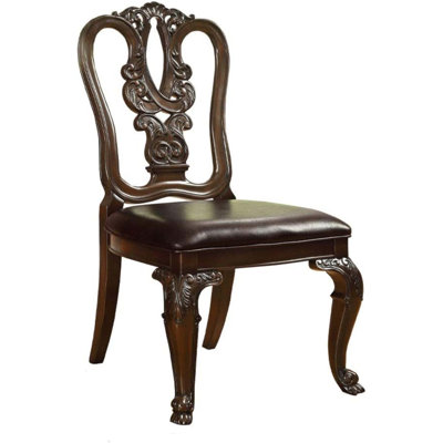 Ensemble de 2 chaises d'appoint en bois massif avec sièges rembourrés en similicuir pour la cuisine et la salle à manger