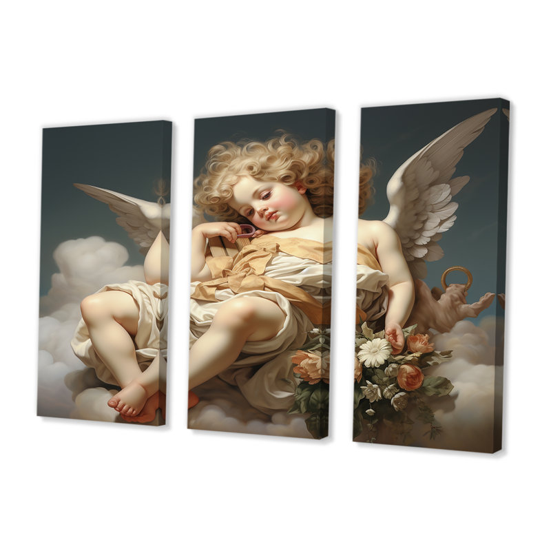 Eawood - Ailes d'ange, ensemble d'art mural, H 28 po x l 36 po x P 1 po, Toile tendue