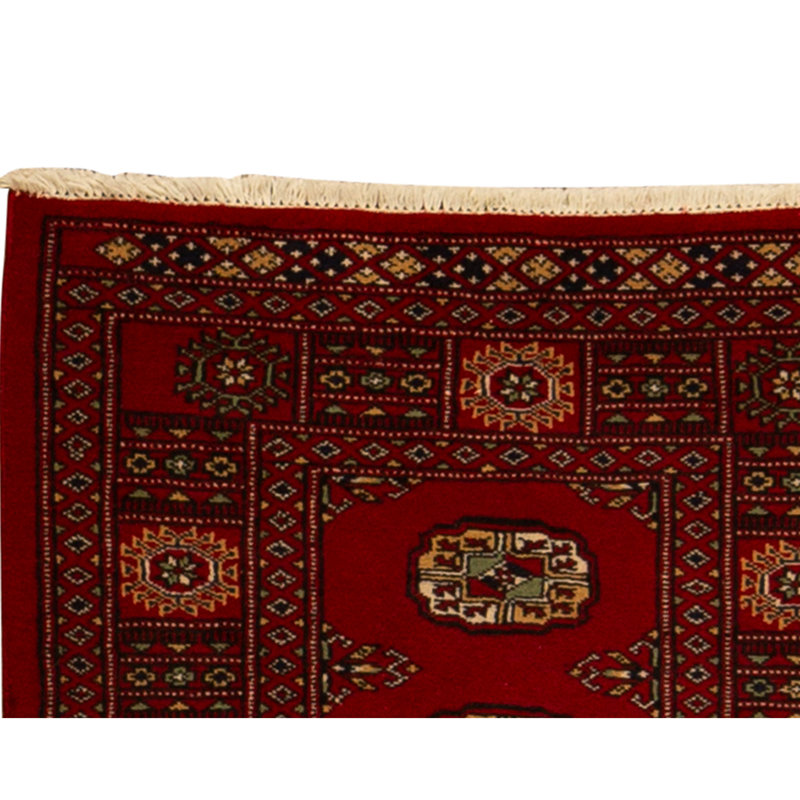 Hand Knotted Wool Area Rug in Red