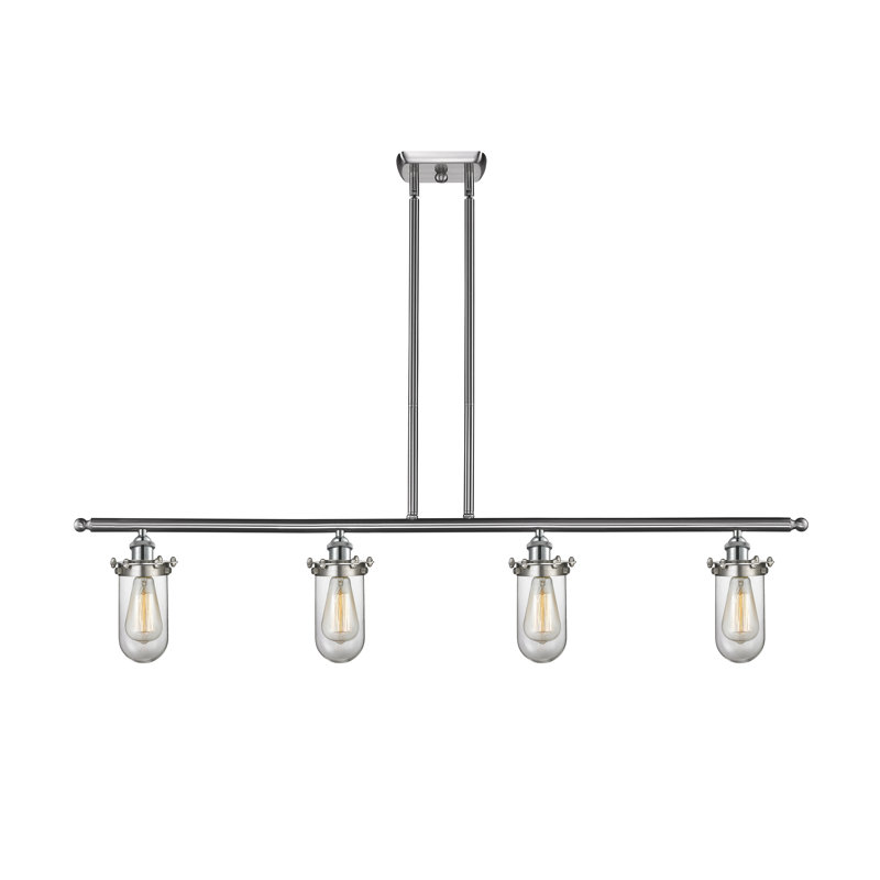 Calixta 4 - Light Kitchen Island Pendant, Brushed Satin Nickel, Clear