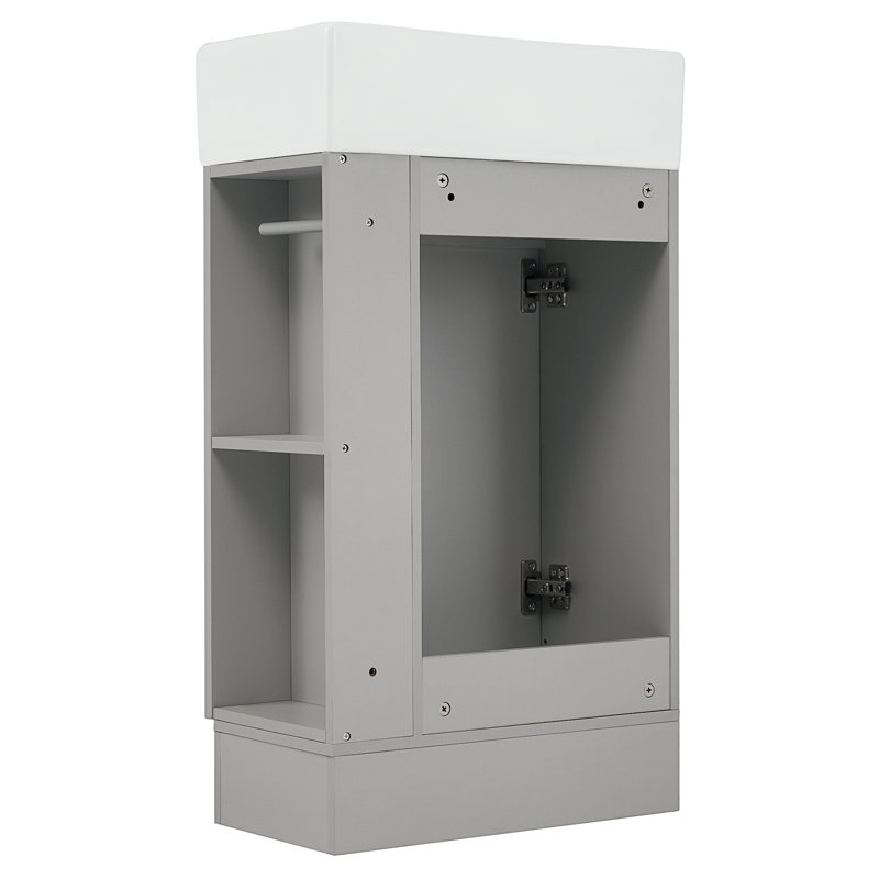 Treydon 18.6'' Single Bathroom Vanity with Ceramic Top, Gray