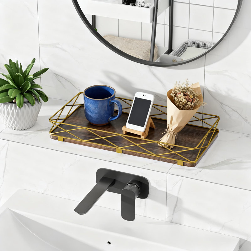 Bathroom Countertop Organizer Tray, Toilet Tank Storage Basket With Diamond Design For Toilet Paper, Soap Dispenser And Bathroom Essentials