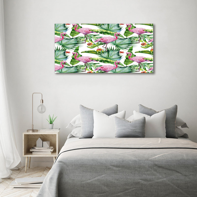 Flamingos Plants - Wrapped Canvas Print