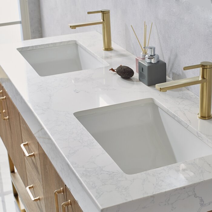 Wade Logan® Annice 60'' Double Bathroom Vanity with Stone Top & Reviews ...