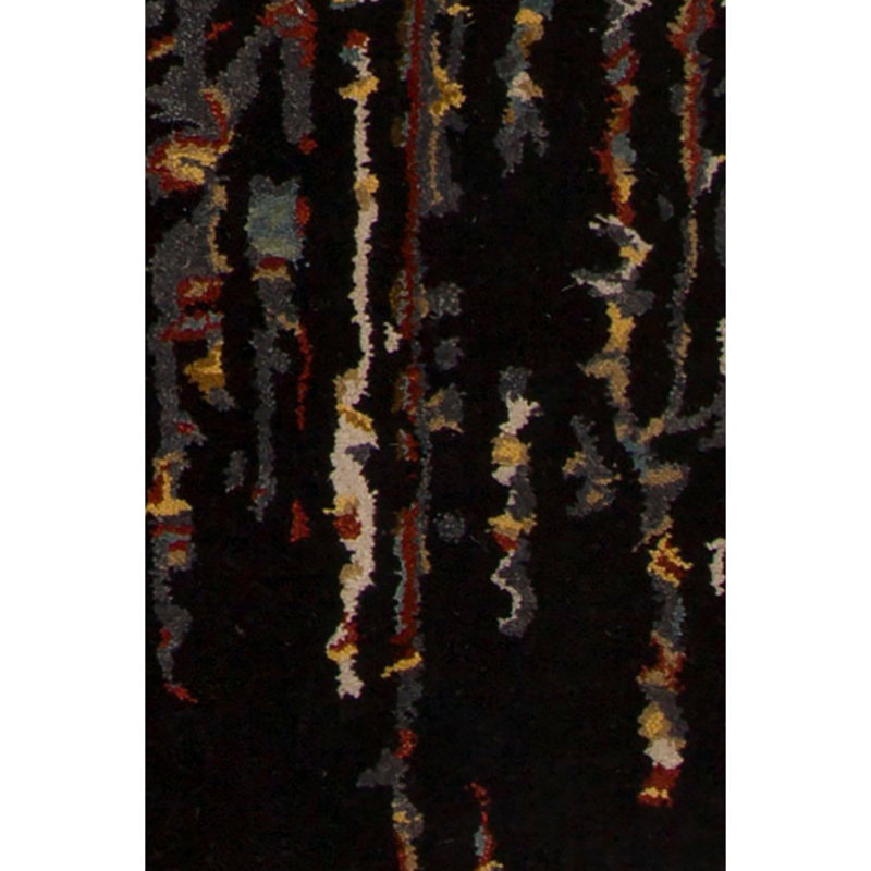 Tapis moderne / contemporain touffeté à la main Spring en noir / or / bourgogne, Rectangle 5 pi x 7 pi 6 po