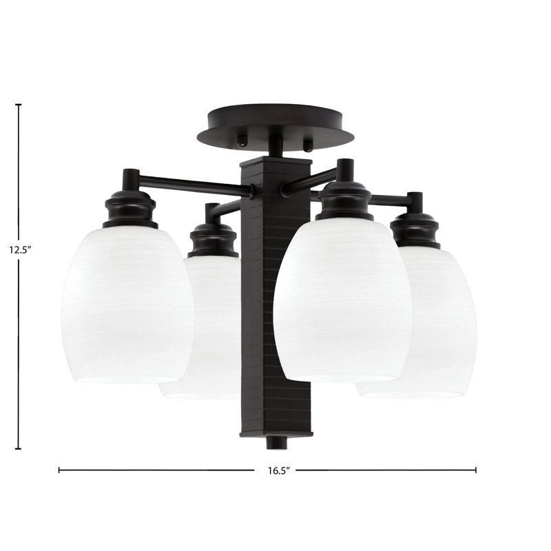 Edge 4 Light Semi-Flush Shown With 5" White Linen Glass, Espresso