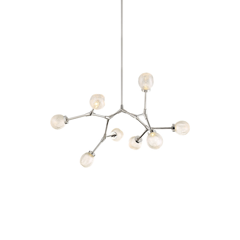 Luxe Polished Nickel 8-Light LED Sputnik Chandelier with Art Glass Shades