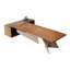 Table à thé en L 94,49 po en bois massif brun simple pour le bureau-130147876