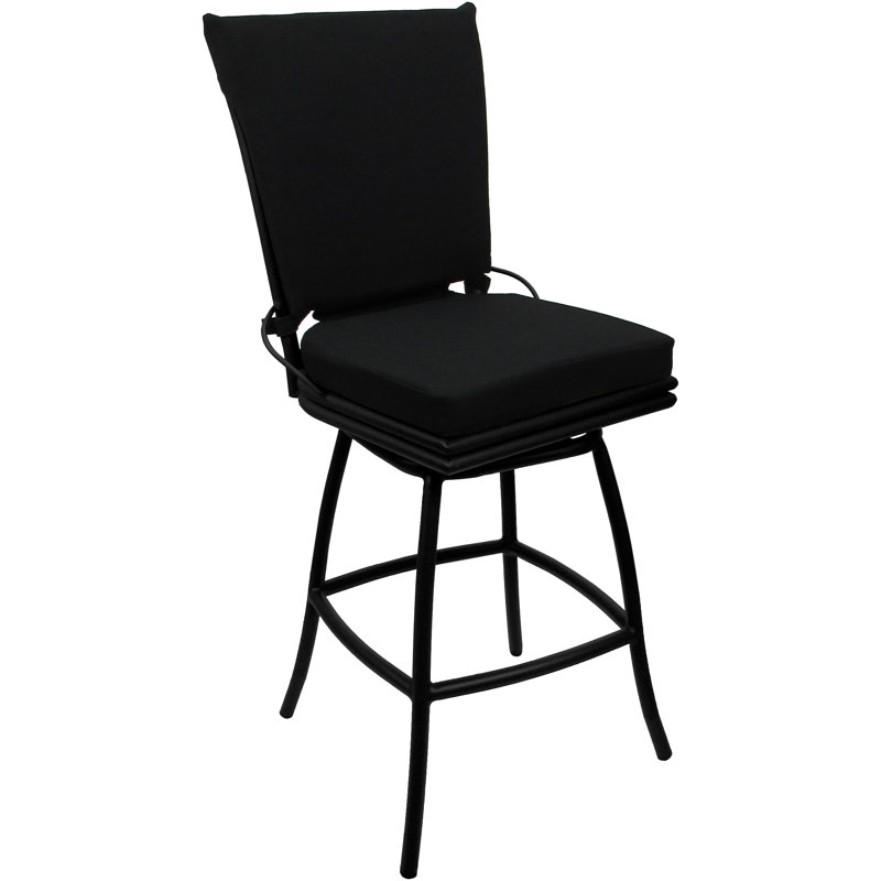 Tabouret de bar 26 "pour l'extérieur ou l'intérieur sans accoudoirs, Noir, Noir