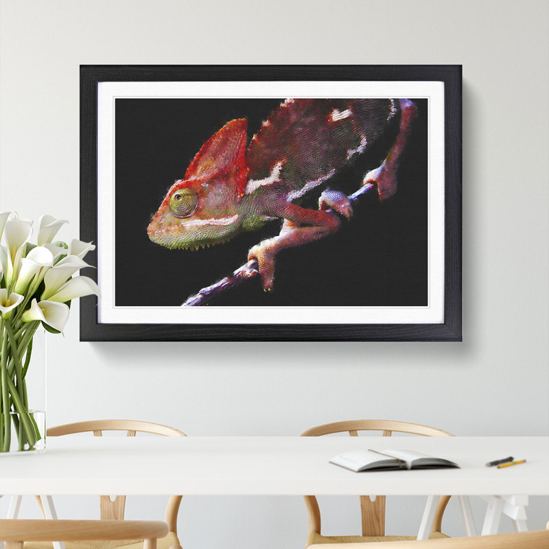Chameleon Lizard Vol.2 - Framed Print, 27cm H x 36cm W x 2cm D, Black Framed