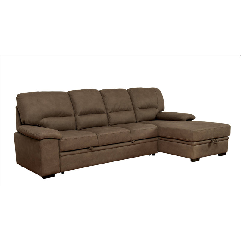 Hermínia Upholstered L-Shaped Sectional Right Hand Facing, Brown