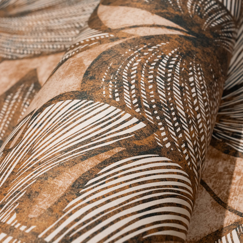 Julie Feels Home Collection Glitter/Shimmer Large Monstera Leaf Wallpaper Roll, Bronze Peach