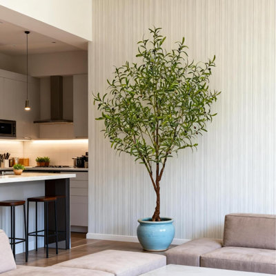 Olive artificielle - grandes plantes artificielles pour le salon, plantes d'intérieur artificielles réalistes avec pot, arbres décoratifs pour le bureau personnel, la chambre à coucher et le vestibule