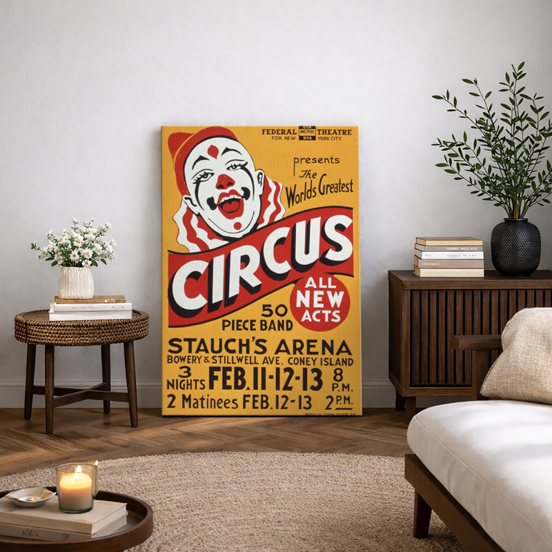 Affiche de typographie de cirque rétro, publicité rétro de carnaval, impression sur toile encadrée, Toile tendue