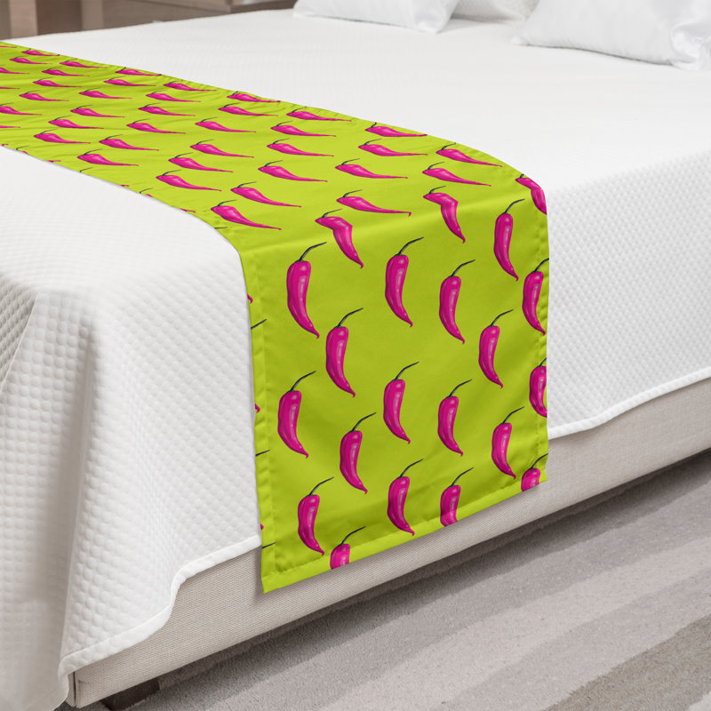 Chemin de lit Ambesonne Pepper Modern Pop Art Chili jaune vert magenta, Très grand lit