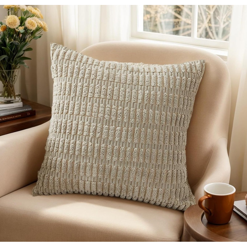 Striped Pink Cushion Cover, Neutral