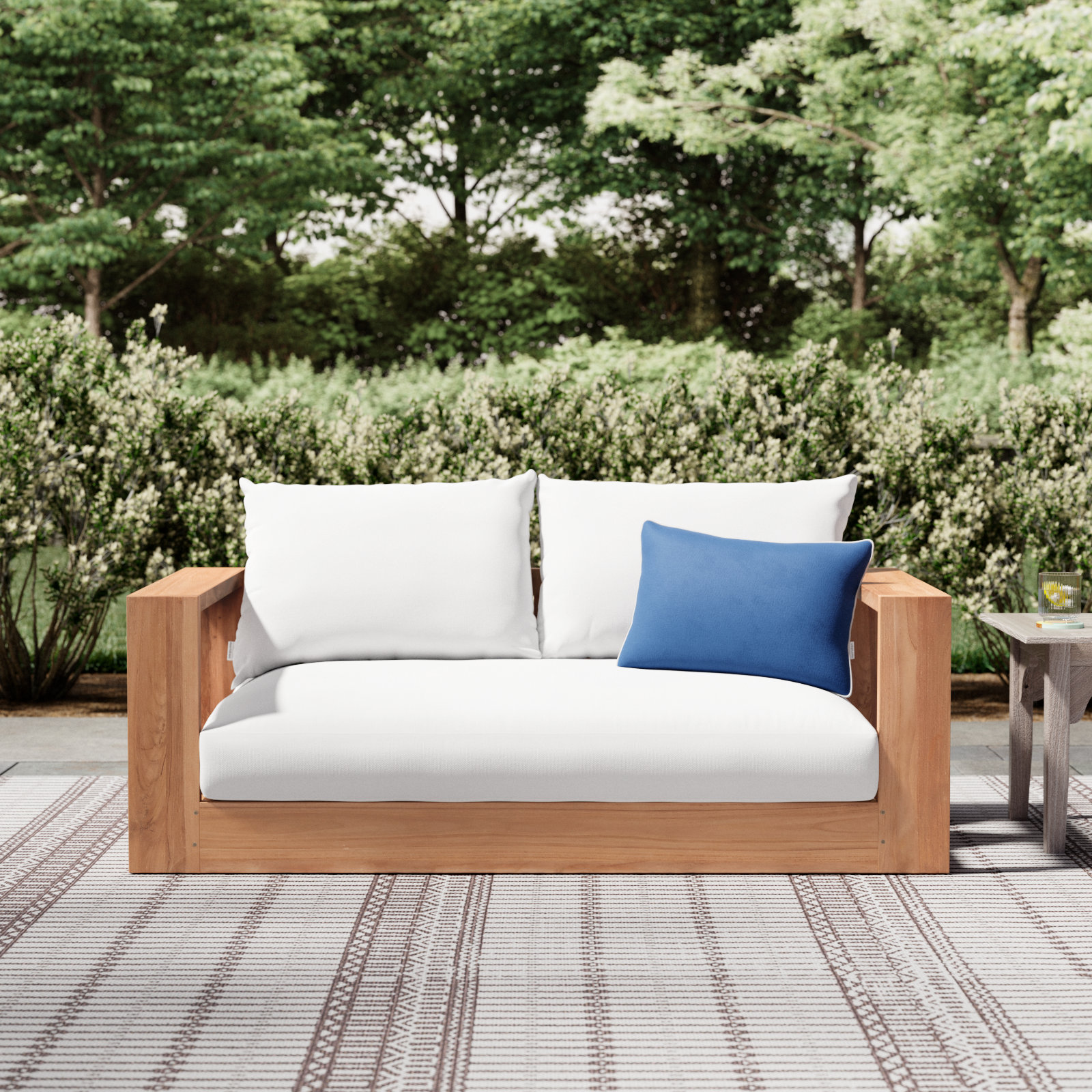 Tulum 63" Teak Patio Loveseat, White