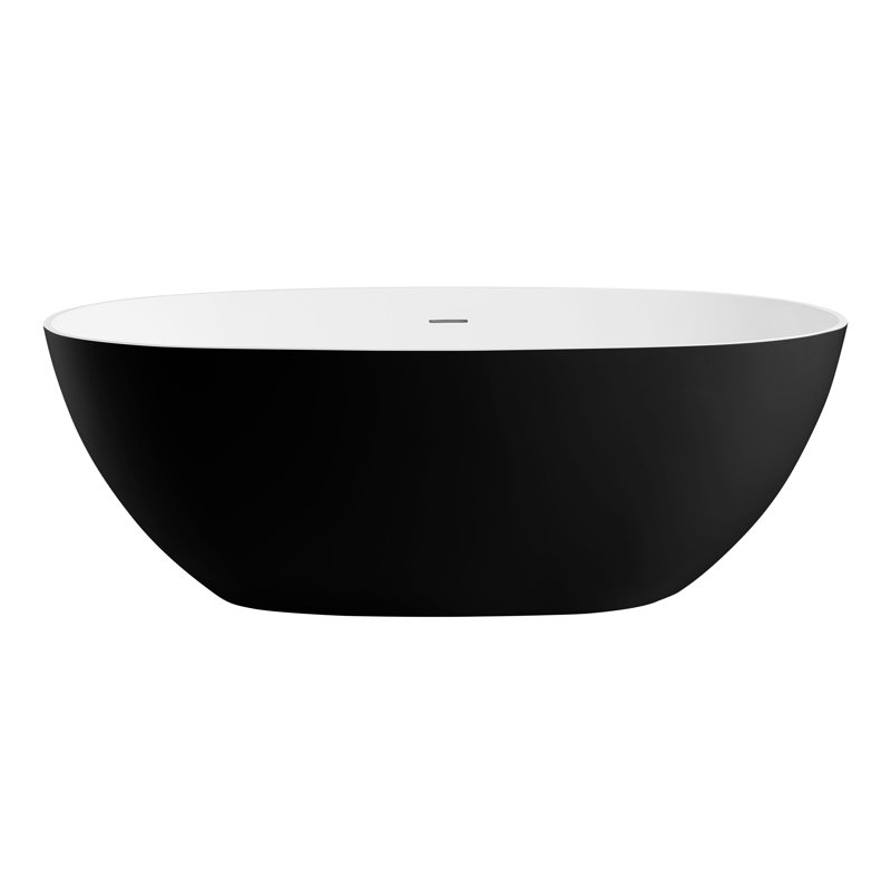 59.13'' x 29.13'' Soaking Resin Bathtub, Black/White