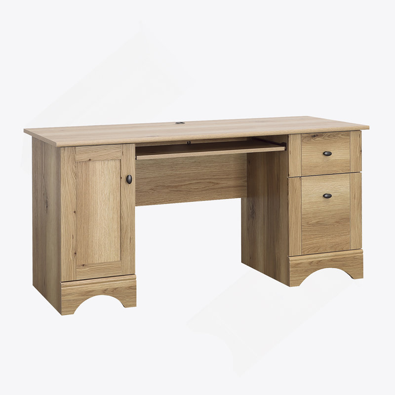 Bureau d'ordinateur avec plateau à clavier et deux tiroirs