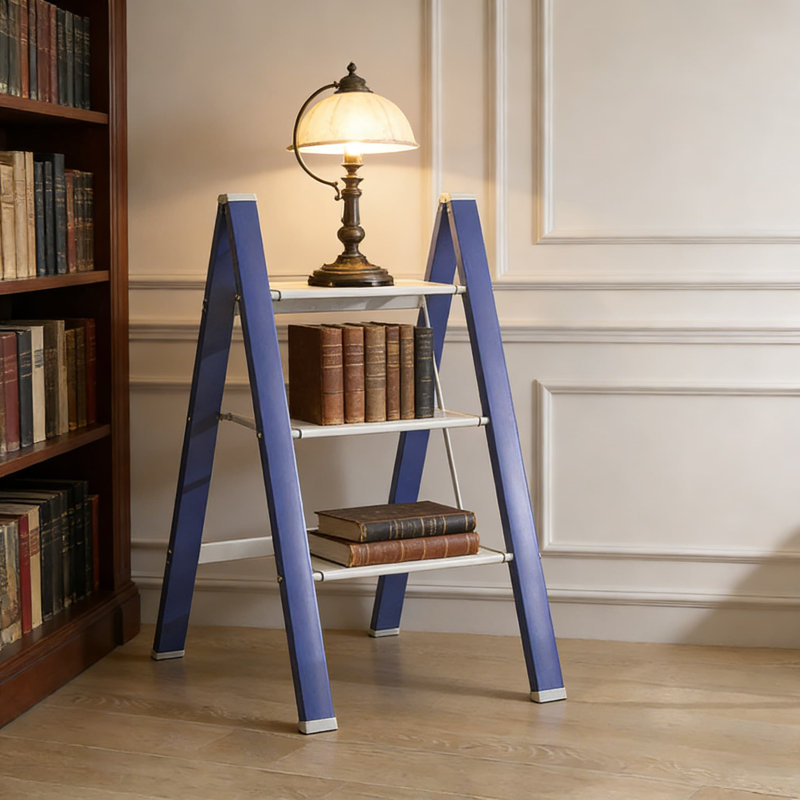 Escabeau pliant, escabeau léger en aluminium à 3 marches avec pédales larges antidérapantes, échelle pliable d'une capacité de 330 lb pour la maison, la cuisine, le bureau et un usage quotidien