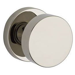 Contemporary Double Dummy Door Knob with Contemporary Round Rose, Polished Nickel
