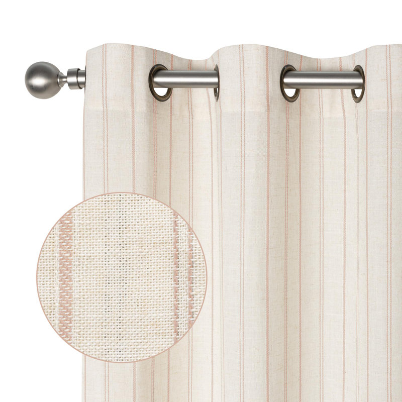 Paire de rideaux semi-transparents avec œillets Farmhouse, Rose, L 52 po x L 84 po