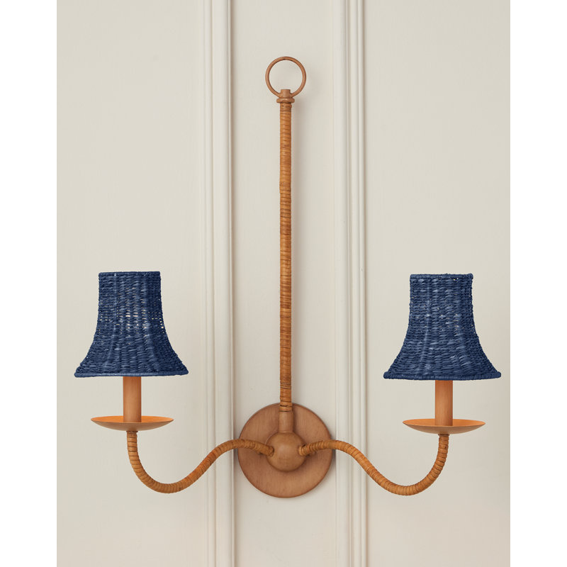 Bell Whitewashed Chandelier Shade, Indigo