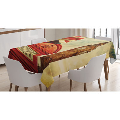 Ambesonne London Tablecloth, Vintage Style Of London With National Flag Uk Britain Old Clock Tower, Rectangular Table Cover For Dining Room Kitchen Decor, 52" X 70", Multicolor