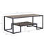 Table basse rectangulaire en chêne rustique et noire avec une structure en métal à 1 niveau, une épaisseur de plateau de 15 mm, un bord en placage de papier pu, pour la décoration ouverte