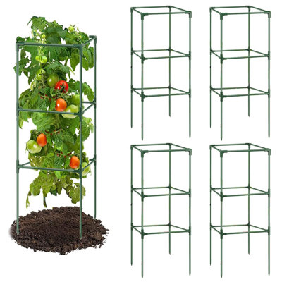 Paquet de 4 grandes cages à tomates carrées pour le jardin, treillis à tomates 46 po pour jardin surélevé, cages à tomates pour plantes grimpantes, plantes, fruits