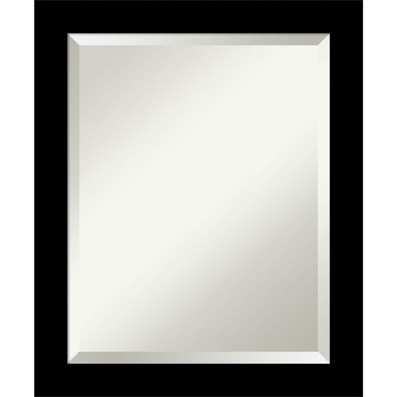 Jochelle Solid Wood Rectangle Wall Mirror, Black, 27.25" x 21.25"