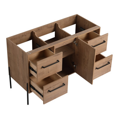 48" Freestanding Bathroom Vanity Base with 4 Drawers, 1 Door and 1 Adjustable Shelf