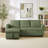 Mara Corduroy Tufted Sectional Sofa with Pull-Out Bed & Pillows-1912190292