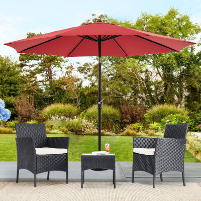 Ensemble de conversation en rotin avec parasol 3 pièces Simion