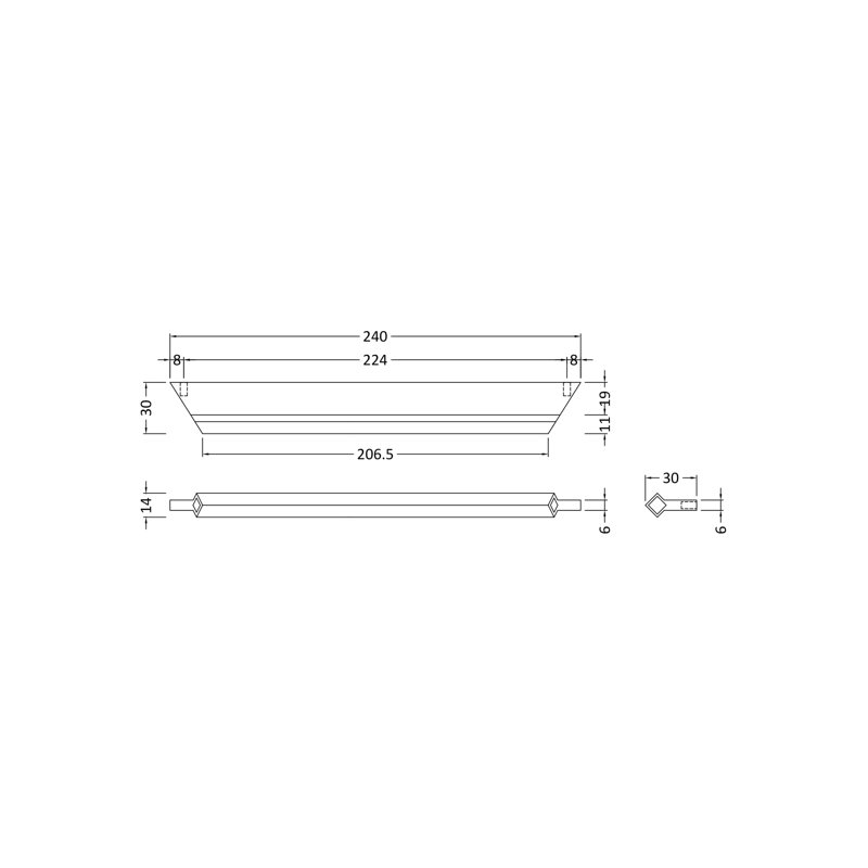 Profile 22 3/8cm Centre Bar Handle, Matt Black