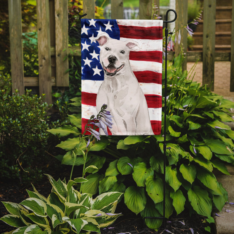 2 côtés en polyester de 2 côtés american drapeau de jardin, Staffordshire Bull Terrier roux