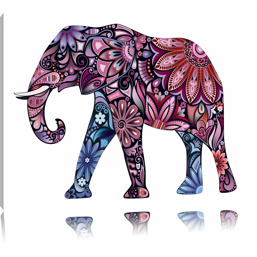 Leinwandbild ,,Elefant mit Ornamenten", Wandbild