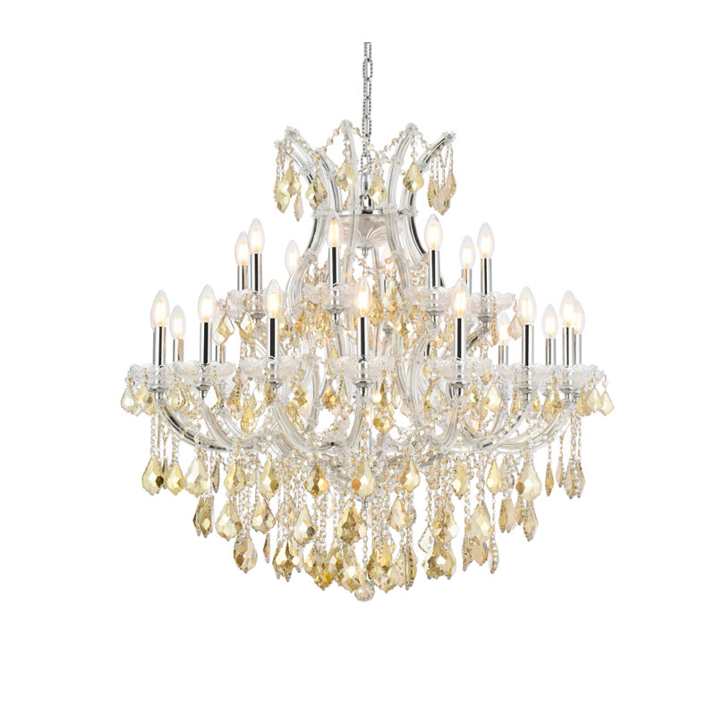 Stockard 24 - Light Chandelier, Royal Cut, Chrome, Golden Teak (Smoky)