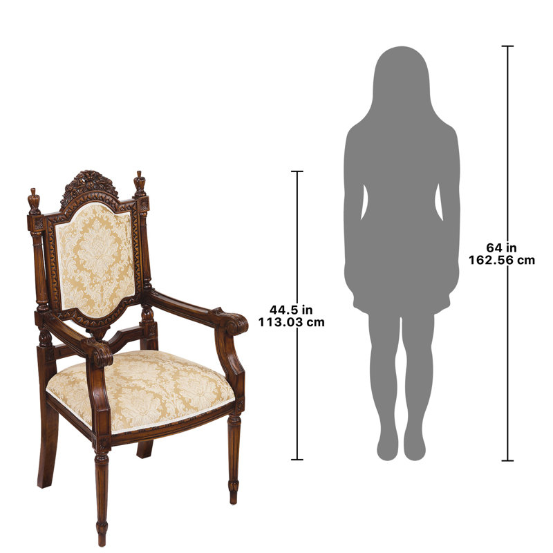 Elegant Mahogany Armchair with Ivory Cotton-Poly Blend Upholstery