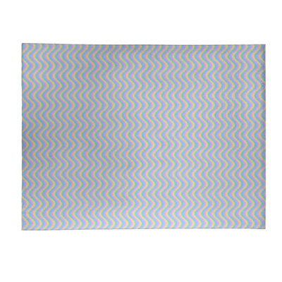 Tapis en poudre bleu/jaune rayures ondulées