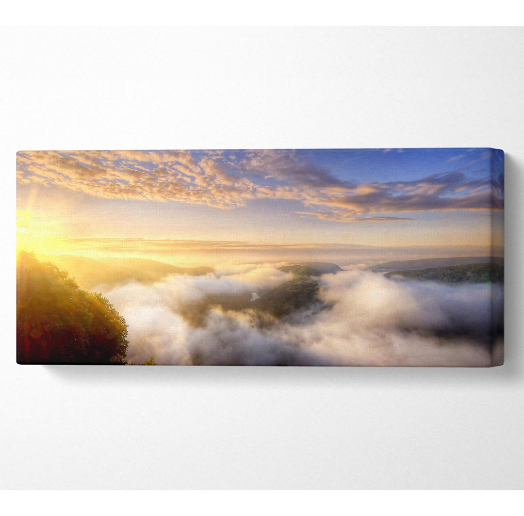 Morgennebel über dem Wald - Kunstdrucke auf Leinwand - Wrapped Canvas