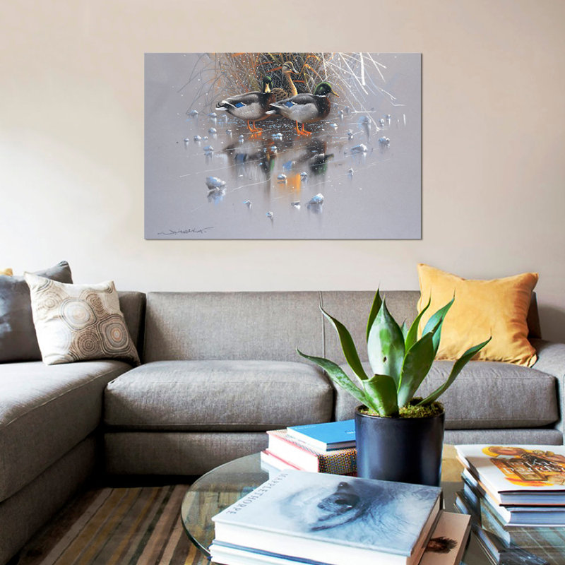 « three ducks », impression sur toile, H 8 po x l 12 po x P 0,75 po, Pas de tapis, Toile tendue