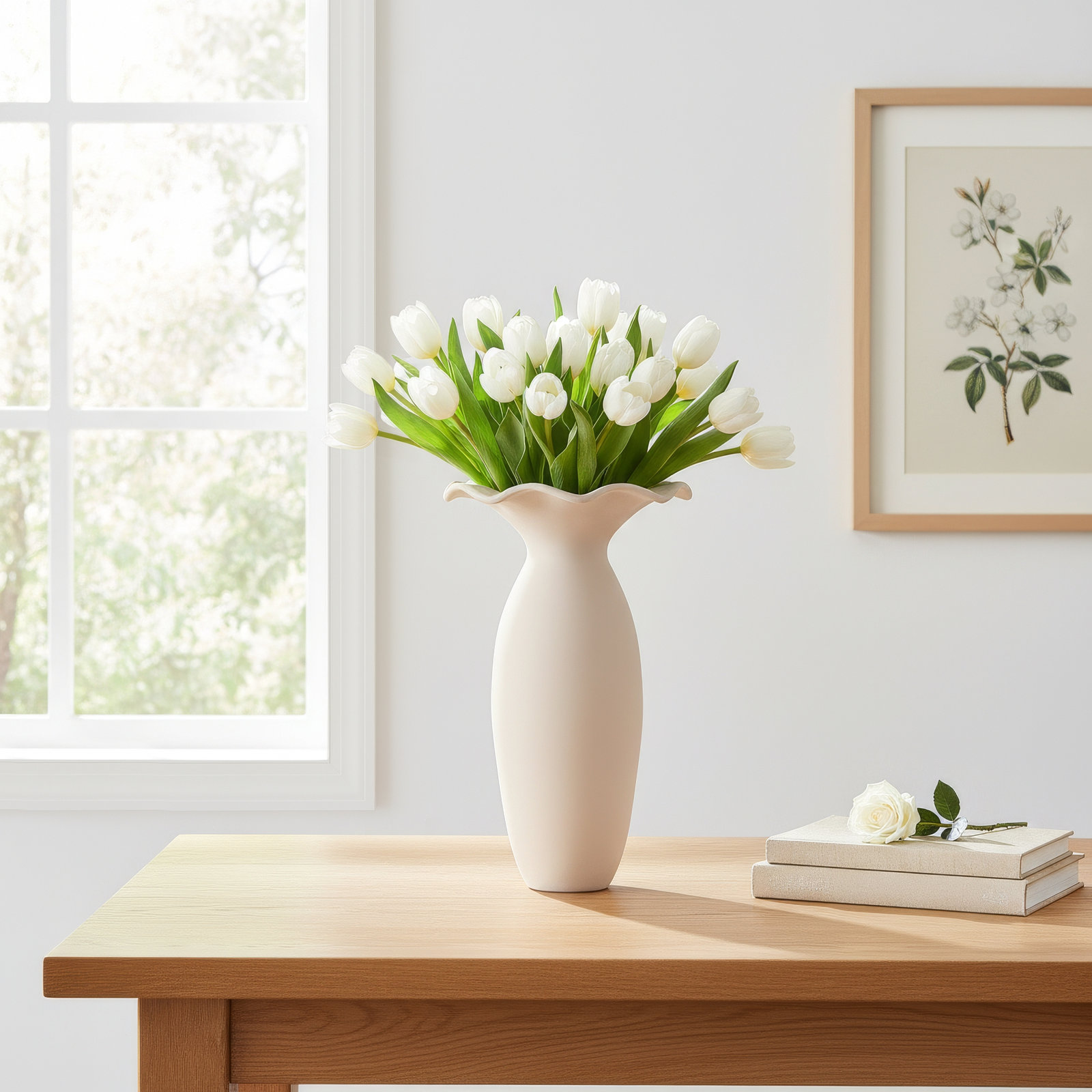 Zale 16.14'' Handmade Terracotta Table Vase, Beige