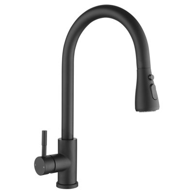 Pull Out Single Handle Kitchen Faucet With Accessories -  KISRAIS, SBY4001MB