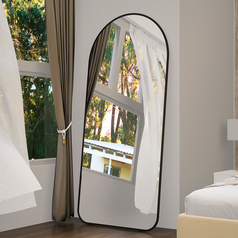 67x40 Inch Full-Length Mirror, Large Hanging or Floor Mirror with Metal Frame and Wheels for Versatile Use